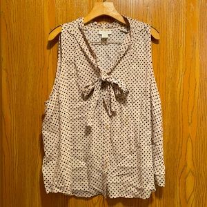 Tweeds woman tie neck sleeveless blouse 2X